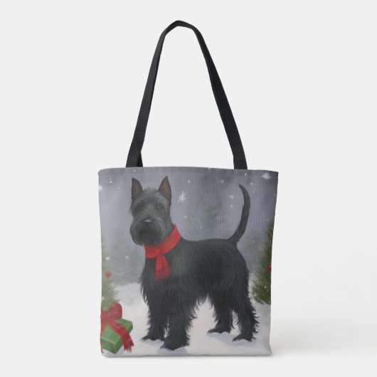 Scottish Terrier Dog in Snow Christmas Tasche (Rückseite)
