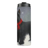 Scottish Terrier Dog in Snow Christmas Thermosbecher (Vorderseite)