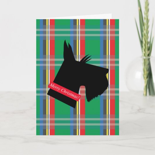 Scottish Terrier Dog Kariert Weihnachtskarte Feiertagskarte (Vorderseite)