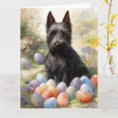 Scottish Terrier Dog mit Ostereier Holiday Karte (Gelbe Blume)