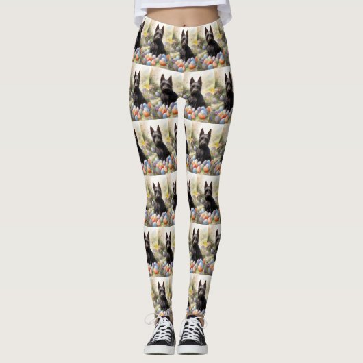 Scottish Terrier Dog mit Ostereier Holiday Leggings (Vorderseite)