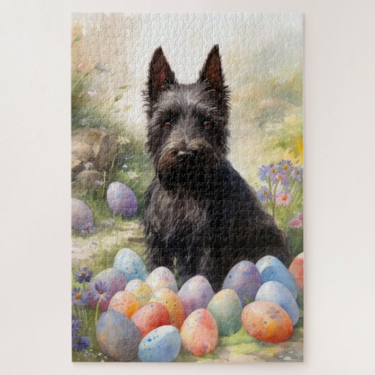 Scottish Terrier Dog mit Ostereier Holiday Puzzle (Vertikal)