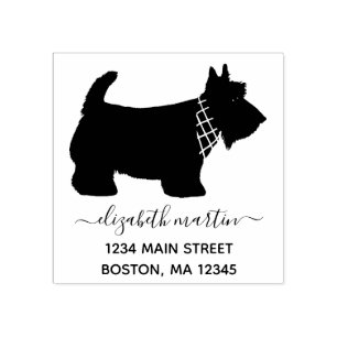 Scottish Terrier Dog Monogram Name Rücksendeadress Gummistempel