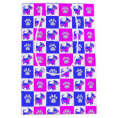 Scottish Terrier Dog & Paw Crazy Hot Pink und Blue Mittlere Geschenktüte (Vorderseite)