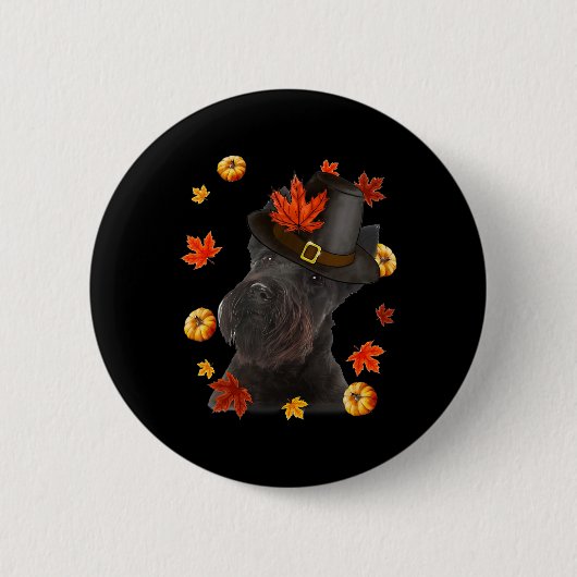 Scottish Terrier Dog Pilgrim Hat Fall glücklich Da Button (Vorderseite)