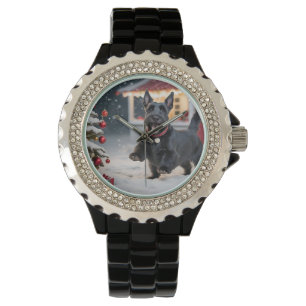Scottish Terrier Dog Playing Christmas Snow Armbanduhr