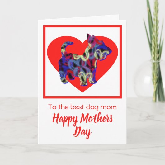 Scottish Terrier Dog Red Heart Mother Day Card Dankeskarte (Vorderseite)