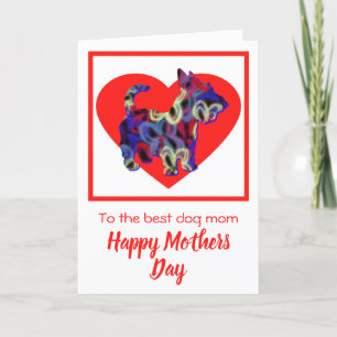 Scottish Terrier Dog Red Heart Mother Day Card Dankeskarte