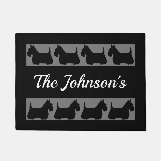 Scottish Terrier dog schwarz/grau/weiß - Name ände Fußmatte (Vorderseite)