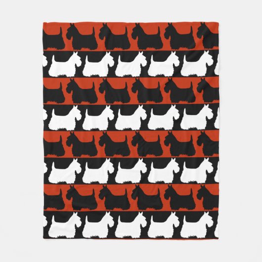 Scottish Terrier dog schwarz/rot/weiß, stripes Thr Fleecedecke (Vorderseite)