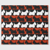 Scottish Terrier dog schwarz/rot/weiß, stripes Thr Geschenkpapier (Flach)