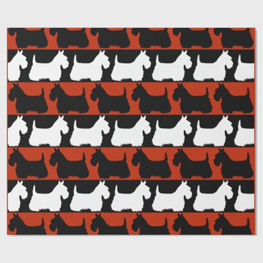 Scottish Terrier dog schwarz/rot/weiß, stripes Thr Geschenkpapier (Flach)