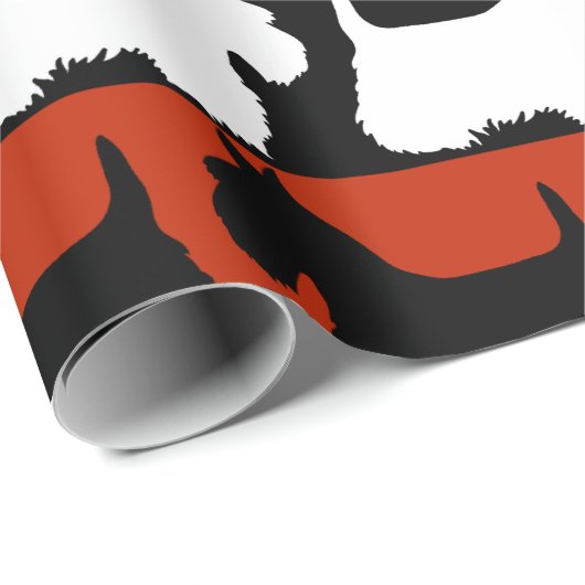 Scottish Terrier dog schwarz/rot/weiß, stripes Thr Geschenkpapier (Rolleneckpunkt)