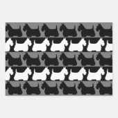 Scottish Terrier dog schwarz/rot/weiß, stripes Thr Geschenkpapier Set (Vorderseite 3)