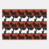 Scottish Terrier dog schwarz/rot/weiß, stripes Thr Geschenkpapier Set (Vorderseite 3)