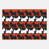 Scottish Terrier dog schwarz/rot/weiß, stripes Thr Geschenkpapier Set (Vorderseite 2)