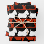 Scottish Terrier dog schwarz/rot/weiß, stripes Thr Geschenkpapier Set (Beispiel)