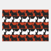 Scottish Terrier dog schwarz/rot/weiß, stripes Thr Geschenkpapier Set (Vorderseite)