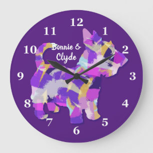 Scottish Terrier Dog Silhouette Niedlich Lila PY&B Große Wanduhr
