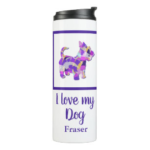 Scottish Terrier Dog Silhouette Niedlich Lila PY&B Thermosbecher