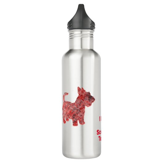 Scottish Terrier Dog Silhouette Red Grid Edelstahlflasche (Links)