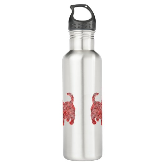 Scottish Terrier Dog Silhouette Red Grid Edelstahlflasche (Rückseite)