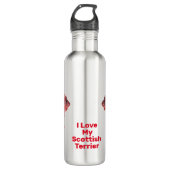 Scottish Terrier Dog Silhouette Red Grid Edelstahlflasche (Vorderseite)