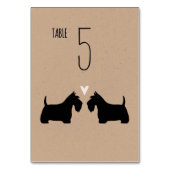 Scottish Terrier Dog Silhouetten Hochzeit Empfang Tischnummer (Rückseite)