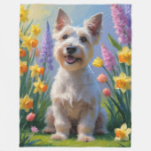 Scottish Terrier Dog Spring Blumen Malerei Fleecedecke (Vorderseite)