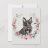 Scottish Terrier Dog Spring Flowers Monogram Mitteilungskarte (Vorderseite)