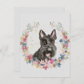 Scottish Terrier Dog Spring Flowers Monogram Mitteilungskarte (Vorne/Hinten)