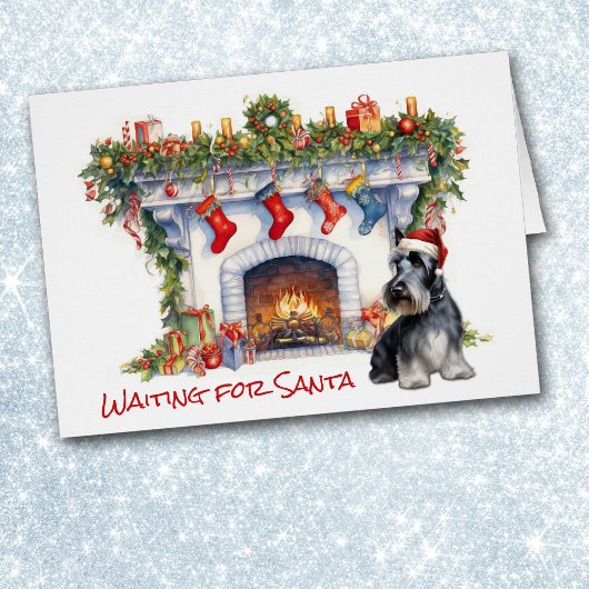 Scottish Terrier Dog Warten auf Santa Fireplace