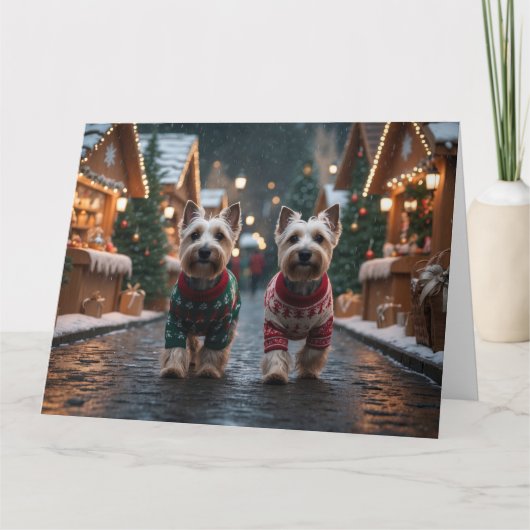 Scottish Terrier Dogs Christmas Holiday Karte (Vorderseite)