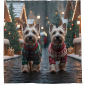 Scottish Terrier Dogs Christmas Snow Holiday Duschvorhang (Vorderseite)