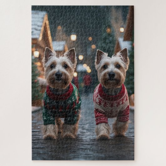 Scottish Terrier Dogs Christmas Snow Holiday Puzzle (Vertikal)