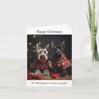 Scottish Terrier Dogs Happy Christmas Card