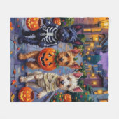 Scottish Terrier Dogs in Halloween Costumes Fleecedecke (Vorderseite (Horizontal))
