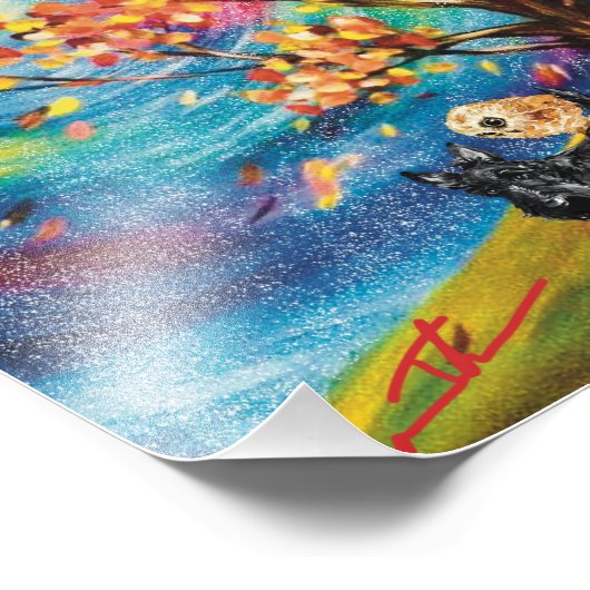 Scottish Terrier farbenfrohe Herbst Foto Print (Ecke)