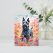 Scottish Terrier farbige Aquarellbilder Postkarte (Stehend Vorderseite)