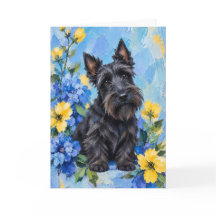 Scottish Terrier Floral Greeting Card