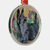 Scottish-Terrier-Garten Silbernes Ornament (Rechts)