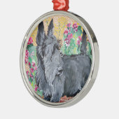 Scottish-Terrier-Garten Silbernes Ornament (Links)