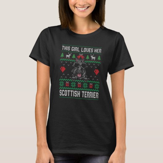 Scottish Terrier Girl Cool Ugly Christmas for Dog T-Shirt (Vorderseite)