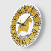 Scottish Terrier Gold mit Gold Große Wanduhr (Winkel)