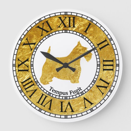 Scottish Terrier Gold mit Gold Große Wanduhr (Vorderseite)