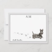 Scottish Terrier Gray Border Monogram personalize Mitteilungskarte (Vorderseite)