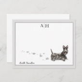 Scottish Terrier Gray Border Monogram personalize Mitteilungskarte (Vorne/Hinten)