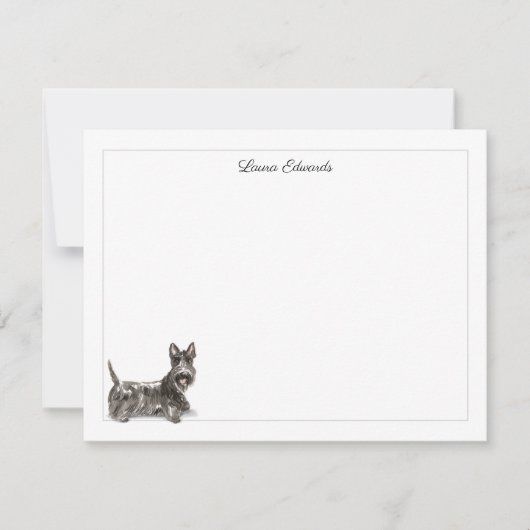 Scottish Terrier Gray Border Personalized Mitteilungskarte (Vorderseite)