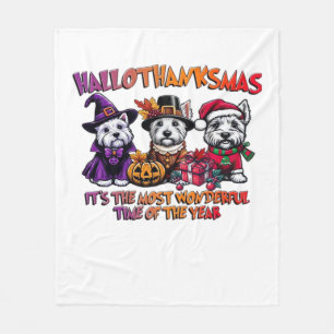 Scottish Terrier Halloween Erntedank Weihnachten Fleecedecke