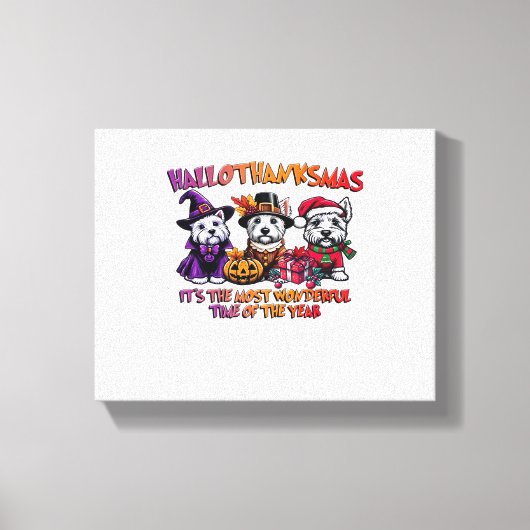 Scottish Terrier Halloween Erntedank Weihnachten Leinwanddruck (Vorderseite)